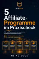 Buchcover „5 Affiliate-Programme im Praxischeck“ von Heiko Boos mit Affilifuchs-Logo